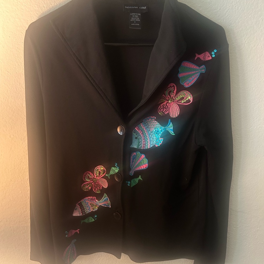 Black Cardigan with Colorful Embroidery